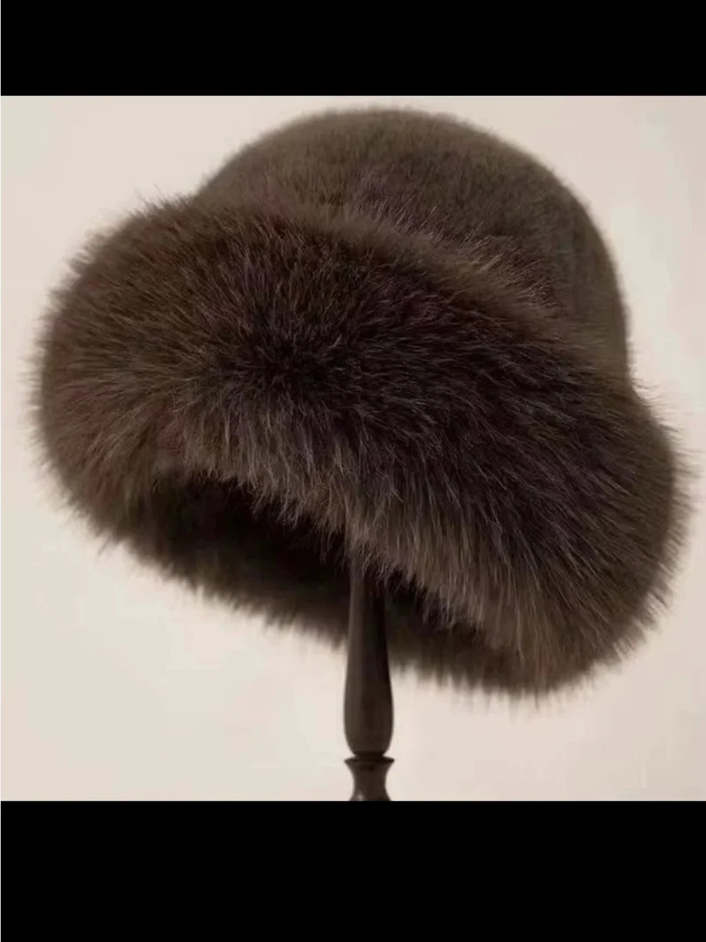 Brown Faux Fur Bucket Hat - Women's Winter Accessory